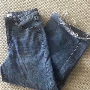 OAT New York high rise barrel leg cropped denim